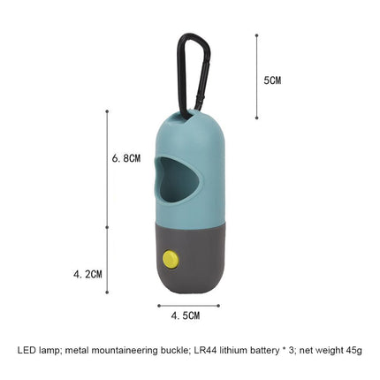 Bag Dispenser With LED Flashlight And Carabiner Clip SP