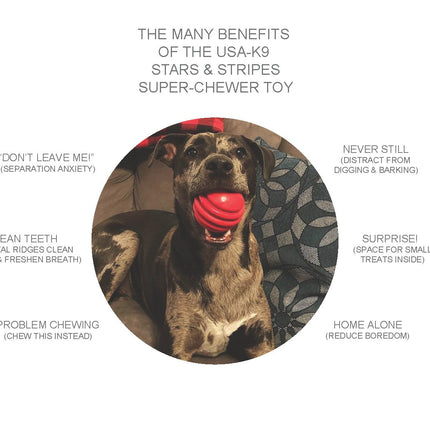 USA-K9 Stars and Stripes Ultra-Durable Rubber Chew Ball
