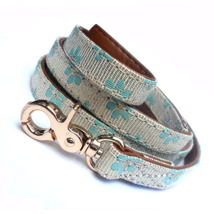 Flower Fabric Dog Leads - Blue