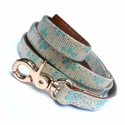 Flower Fabric Dog Leads - Blue