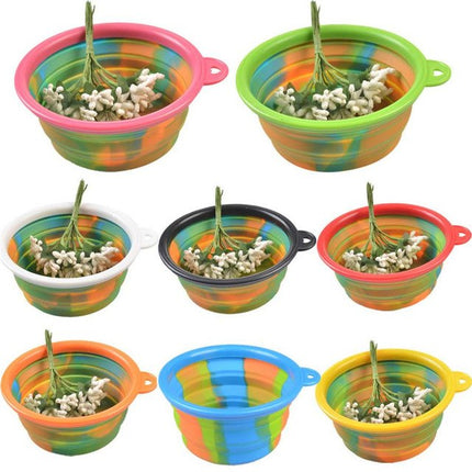 Colourful Camouflage Silicone Dog Bowl