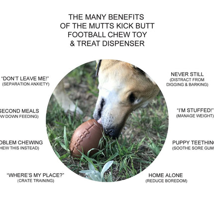 MKB Football Durable Rubber Chew Toy and Treat Dispenser