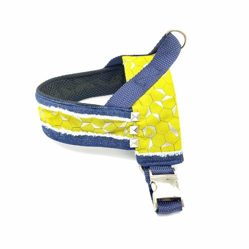 Mustard Honeycomb Denim Dog Harness