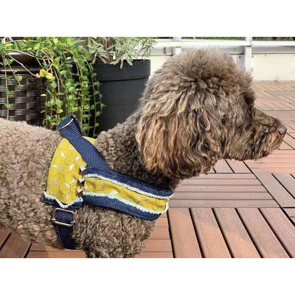 Mustard Honeycomb Denim Dog Harness