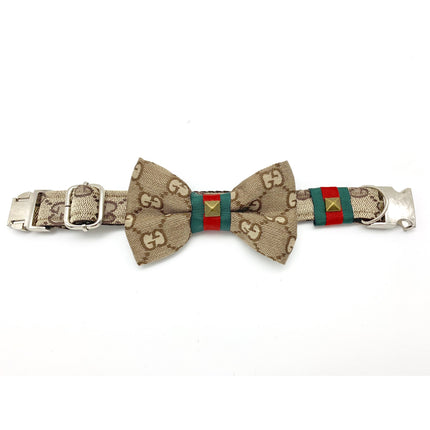 Luxury Fashion Designer Monogram Collar, Bow Tie And Leash