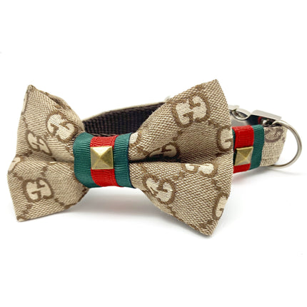 Luxury Fashion Designer Monogram Collar, Bow Tie And Leash