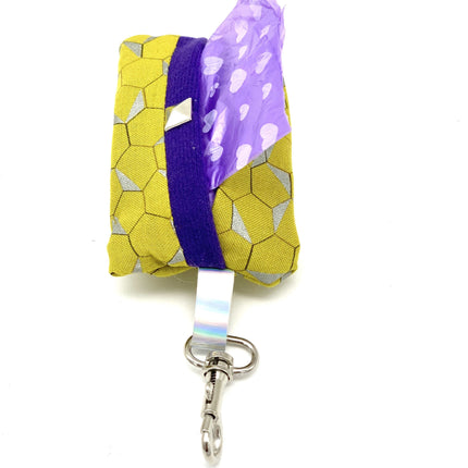 Mustard Honeycomb Dog   Holder Wvith Purple Suede Lining