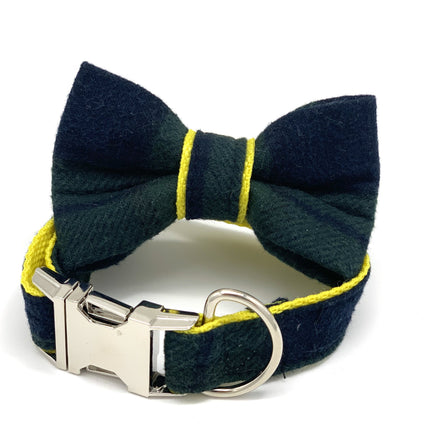Classic tartan dog collar bow tie set