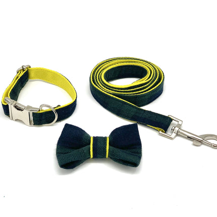 Classic tartan dog collar bow tie set