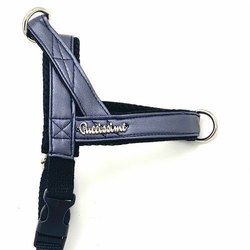 Metallic Grey Leather One-Click Harness
