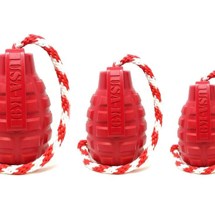 USA-K9 Grenade Durable Rubber Chew Toy & Tug Toy