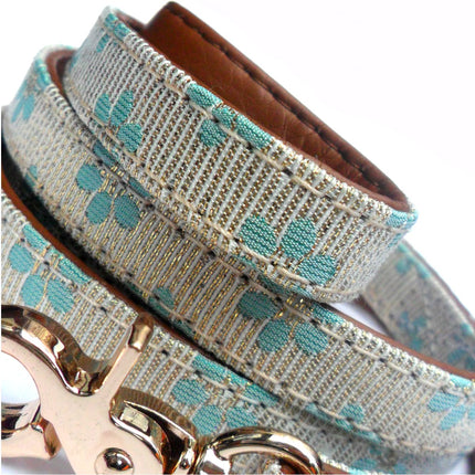 Flower Fabric Dog Leads - Blue