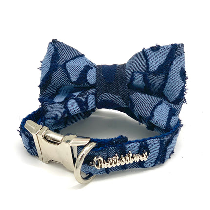 Light Denim Dog Collar & Bow Tie Set