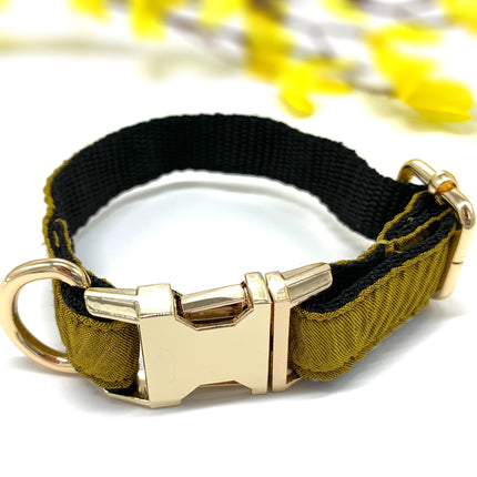 Mustard Houndstooth Collar & Bow Tie