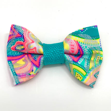 Shiny Turquoise Dog Collar & Bow Tie Set
