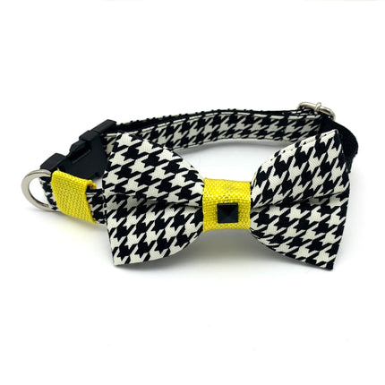Yellow Houndstooth Collar & Bow Tie Set