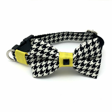 Yellow Houndstooth Collar & Bow Tie Set