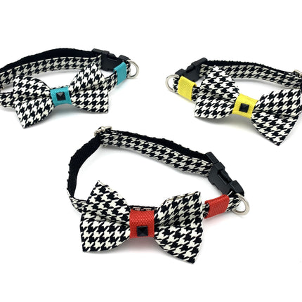 Yellow Houndstooth Collar & Bow Tie Set