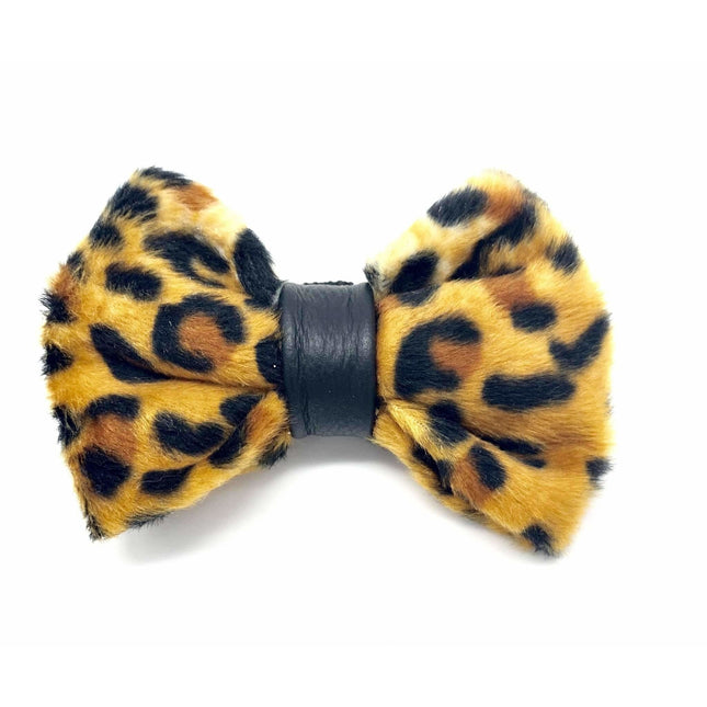 Snow Leopard Animal Print With Leather Bow Tie