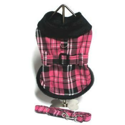 Pink Classic Plaid Coat Harness with Matching Leash
