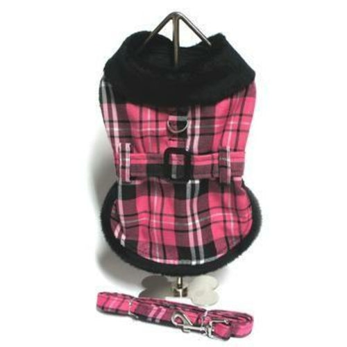 Pink Classic Plaid Coat Harness with Matching Leash