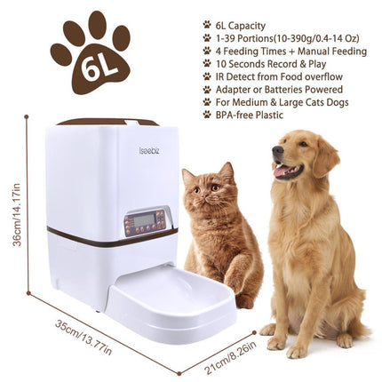 Lseebiz Automatic 6L Dog Feeder with Voice Recording
