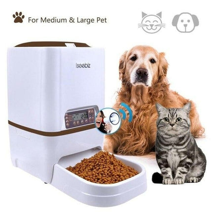 Lseebiz Automatic 6L Dog Feeder with Voice Recording