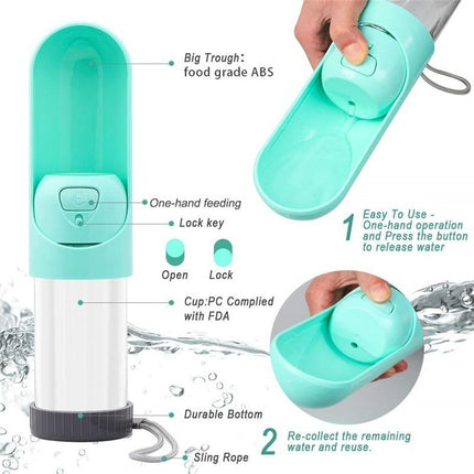 Portable Water Bottle Dog Bowl Dispenser