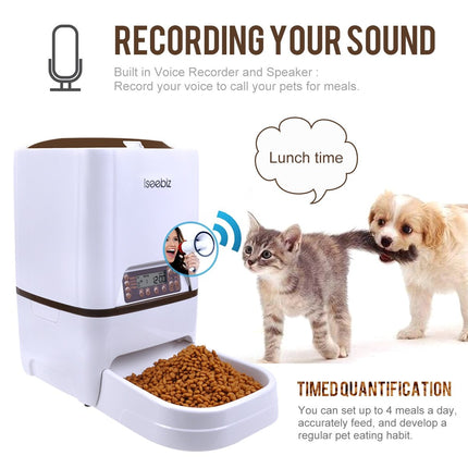 Lseebiz Automatic 6L Dog Feeder with Voice Recording