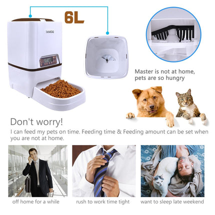 Lseebiz Automatic 6L Dog Feeder with Voice Recording