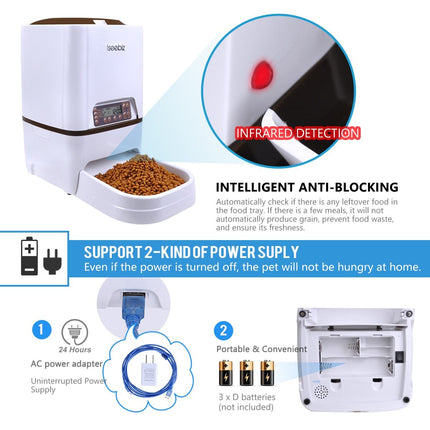 Lseebiz Automatic 6L Dog Feeder with Voice Recording